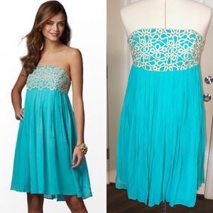 Lilly Pulitzer teal Jillie chiffon dress size 6